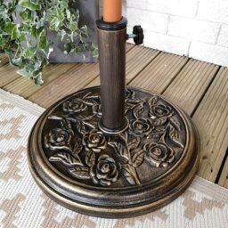 Rackhams 9kg 45cm Diameter Bronze Parasol Bases Heavy Duty Cast Iron Effect Floral Rose Design - Outdoor Umbrella & Parasols - thumbnail 3