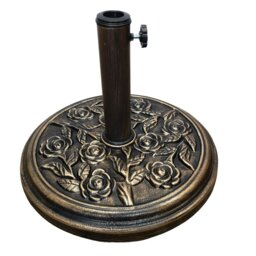 Rackhams 9kg 45cm Diameter Bronze Parasol Bases Heavy Duty Cast Iron Effect Floral Rose Design - Outdoor Umbrella & Parasols - thumbnail 2