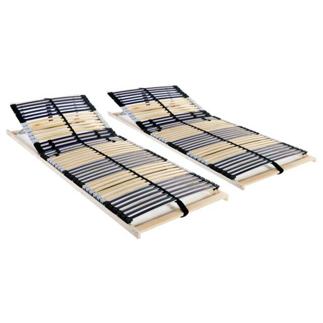 Rackhams Slatted Bed Bases 2 pcs with 42 Slats 7 Zones 90x200 cm