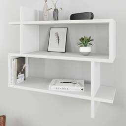 Rackhams Paralel Wall Mounted Modern Bookcase Display Unit 2-Tier Sleek Design 70x22x66 cm - White - thumbnail 6