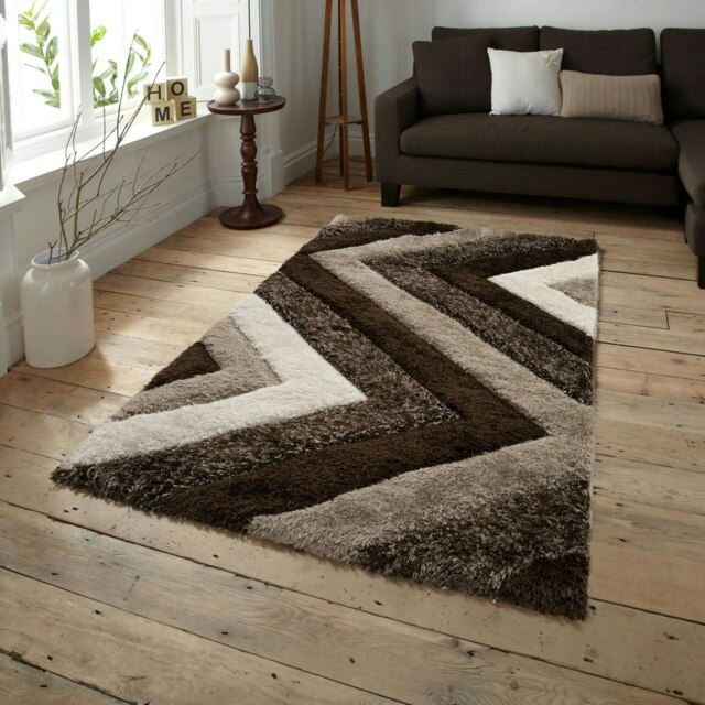 Rackhams Chevron Shaggy Rug - 80 x 150 - Cream - image 1