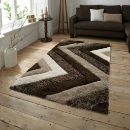 Rackhams Chevron Shaggy Rug - 80 x 150 - Cream - thumbnail 1