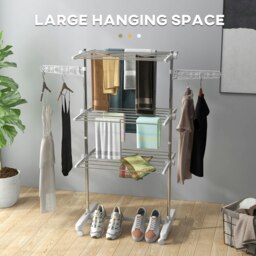 Rackhams 3-Tier Large Clothes Airer Stainless Steel Clothes Drying Rack - Blue - 142L x 55W x 152Hcm - thumbnail 6
