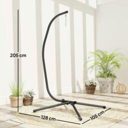 Rackhams Hanging Egg Chair Stand Only, Hammock Chair C-Stand, Black - thumbnail 3
