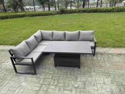 Rackhams 5 Piece Garden Furniture Set 6 Seater Aluminium Outdoor Dining Set Dining Table & Cushions, Grey - thumbnail 2