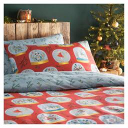Rackhams Twelve Days of Christmas Duvet Cover Set - Red - Double - Red - 100% Mixed - thumbnail 2
