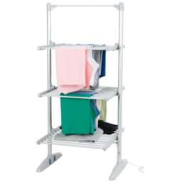 Rackhams Large Electric Tower Clothes Airer 3 Tier Folding Heated Drying Rack Towel Dryer - thumbnail 2