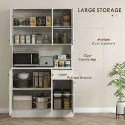 Rackhams Freestanding Kitchen Cupboard, Storage Cabinet with Doors Cream White - White - thumbnail 5