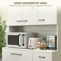 Rackhams Freestanding Kitchen Cupboard, Storage Cabinet with Doors Cream White - White - thumbnail 6