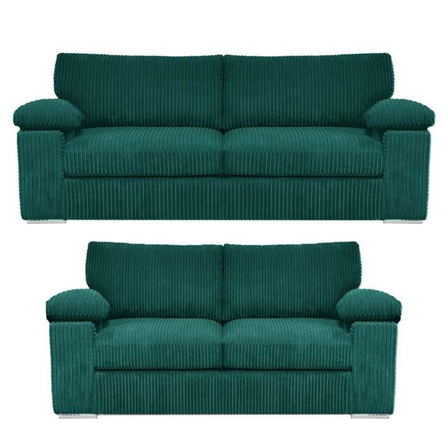 Rackhams Delta Full Jumbo Cord 3 + 2 Seater Sofa Suite - Teal