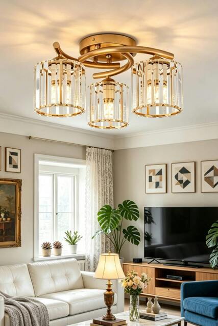 Rackhams 3-Light Ceiling Light with Glass Shade - Gold