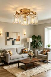 Rackhams 3-Light Ceiling Light with Glass Shade - Gold - thumbnail 2