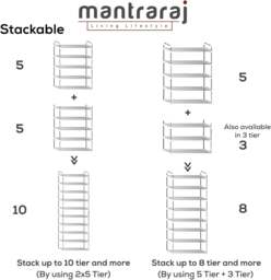 Rackhams 5 Tier Heavy Duty Metal Shoe Quick Assembly Shoe Rack Shoe Storage Cabinet Holds Upto 20-25 Pairs - Shoe Rack - Grey - Metal - thumbnail 3