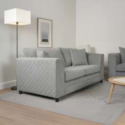 Rackhams Quilted Full Fabric Chenille 3 Seater Sofa - Grey - thumbnail 4