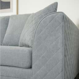 Rackhams Quilted Full Fabric Chenille 3 Seater Sofa - Grey - thumbnail 6