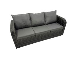 Rackhams Rattan Garden Outdoor Furniture Set 3 Seater Sofa Love Sofa Coffee Table with 2 Big Footstools Side Table Dark Grey Mixed - thumbnail 4