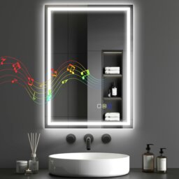 Rackhams 500 x 700 mm Bathroom Mirror with Bluetooth Lights Demister Pad - Silver - 70 x 50 x 3.5 cm - Modern - thumbnail 2