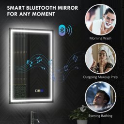 Rackhams 500 x 700 mm Bathroom Mirror with Bluetooth Lights Demister Pad - Silver - 70 x 50 x 3.5 cm - Modern - thumbnail 4