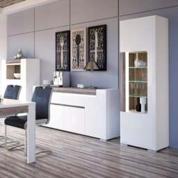Rackhams Toronto Wide 4 Door 2 Drawer Sideboard (inc. Plexi Lighting) In White and Oak - White & Oak - 190 - 1 - thumbnail 4