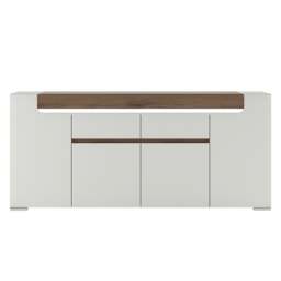 Rackhams Toronto Wide 4 Door 2 Drawer Sideboard (inc. Plexi Lighting) In White and Oak - White & Oak - 190 - 1 - thumbnail 2