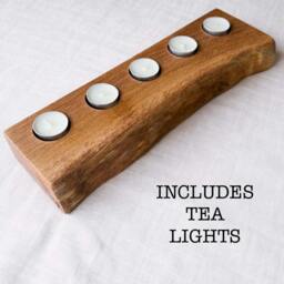 Rackhams Chunky Live Edge Oak Tea Light Holder - Handmade From Sustainable Oak - 4 Tea Lights - thumbnail 5