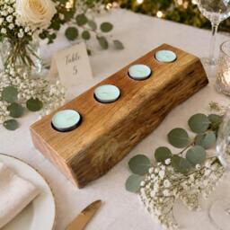 Rackhams Chunky Live Edge Oak Tea Light Holder - Handmade From Sustainable Oak - 4 Tea Lights - thumbnail 2