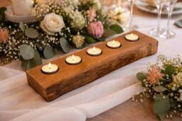 Rackhams Chunky Live Edge Oak Tea Light Holder - Handmade From Sustainable Oak - 4 Tea Lights - thumbnail 3