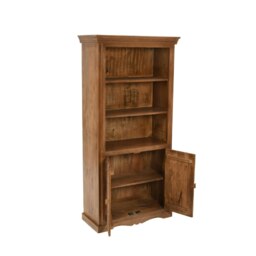 Rackhams Viva Mango Wood Large Corner Bookcase   3 Shelving & 1 Door - Wood - 1 - 85x45x175 CM (LxDxH) - thumbnail 4