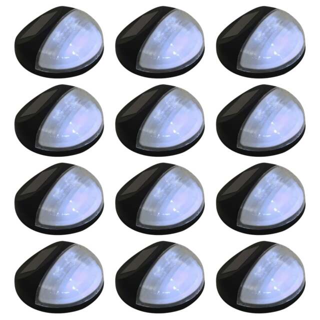 Rackhams Outdoor Solar Wall Lamps LED 12 pcs Round Black