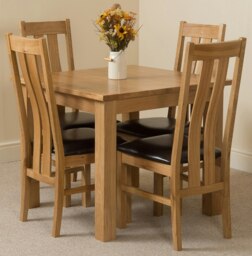 Rackhams Oslo 90 x 90cm Small Square Oak Dining Set with 4 Princeton Oak Chairs - 1 - Natural Oak - 4 chairs - thumbnail 1