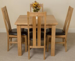 Rackhams Oslo 90 x 90cm Small Square Oak Dining Set with 4 Princeton Oak Chairs - 1 - Natural Oak - 4 chairs - thumbnail 2