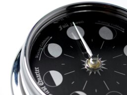 Rackhams Handmade Prestige Moon Phase Clock in Chrome on English Light Oak - thumbnail 5