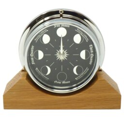 Rackhams Handmade Prestige Moon Phase Clock in Chrome on English Light Oak - thumbnail 2