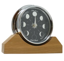 Rackhams Handmade Prestige Moon Phase Clock in Chrome on English Light Oak - thumbnail 4