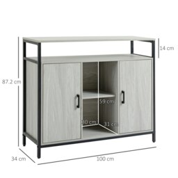 Rackhams Modern Sideboard Storage Cabinet with Adjustable Shelves Light Grey - thumbnail 5