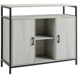 Rackhams Modern Sideboard Storage Cabinet with Adjustable Shelves Light Grey - thumbnail 2