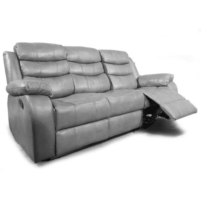 Rackhams Venlo Leather Reclining 3 Seater Sofa - Grey - image 1