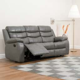Rackhams Venlo Leather Reclining 3 Seater Sofa - Grey - thumbnail 2