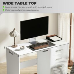 Rackhams Computer Writing Desk with 4 Drawers, High Gloss Home Office Workstation - thumbnail 5