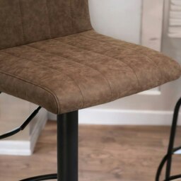 Rackhams Set Of 2 Adjustable Height Swivel Bar Stools Matte Suede Brown - thumbnail 5