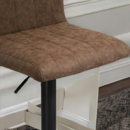 Rackhams Set Of 2 Adjustable Height Swivel Bar Stools Matte Suede Brown - thumbnail 4