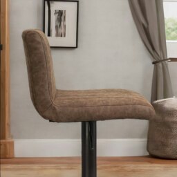 Rackhams Set Of 2 Adjustable Height Swivel Bar Stools Matte Suede Brown - thumbnail 2