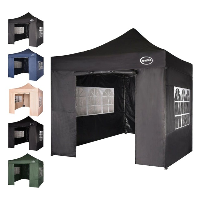Rackhams 3x3m Heavy Duty Pop up Gazebo Outdoor Patio Canopy Tent With Removale sides Maximus Grey - Grey