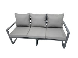 Rackhams 9 Seat Outdoor Garden Furniture Set Aluminium Lounge 3 Seat Sofa Oblong Coffee Table Sets with Chair 4 Stools Dark Grey - thumbnail 3