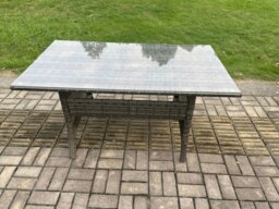 Rackhams 4 Seater Rattan Outdoor Garden Furniture Set Rectangular Dining Table and Loveseat Sofa Set With Side Table Dark Grey Mixed - thumbnail 3