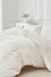 Rackhams Super Soft Luxury Faux Fur Stripe Duvet - Silver - King - thumbnail 2