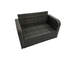 Rackhams Wicker PE Rattan Garden Outdoor Furniture Set Love Sofa Dining Table Set with 2 Small Stools 2 Side Tables Dark Grey Mixed - thumbnail 4