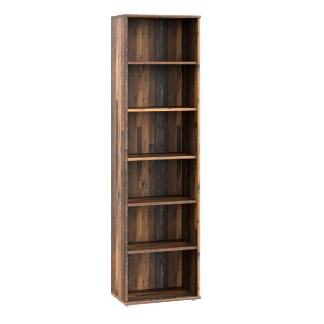 Rackhams Essential Narrow 5 Shelf Bookcase in Vintage Oak - Vintage Oak - Wood - 1 - image 1