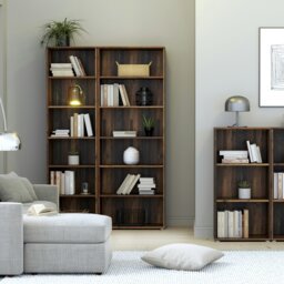 Rackhams Essential Narrow 5 Shelf Bookcase in Vintage Oak - Vintage Oak - Wood - 1 - thumbnail 3