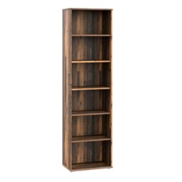 Rackhams Essential Narrow 5 Shelf Bookcase in Vintage Oak - Vintage Oak - Wood - 1